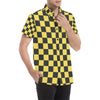 Checkered Yellow Pattern Print Design 03 Men's Short Sleeve Button Up Shirt