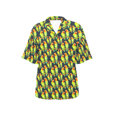 Lovebird Pattern Print Design 01 Women's Hawaiian Shirt