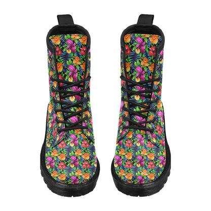 Tropical Folower Colorful Print Women's Boots