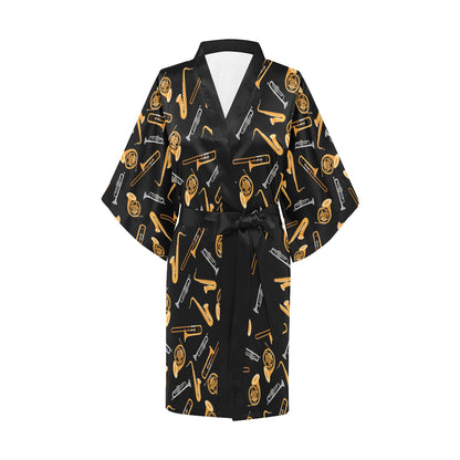 Jazz Pattern Print Design 01 Women's Short Kimono