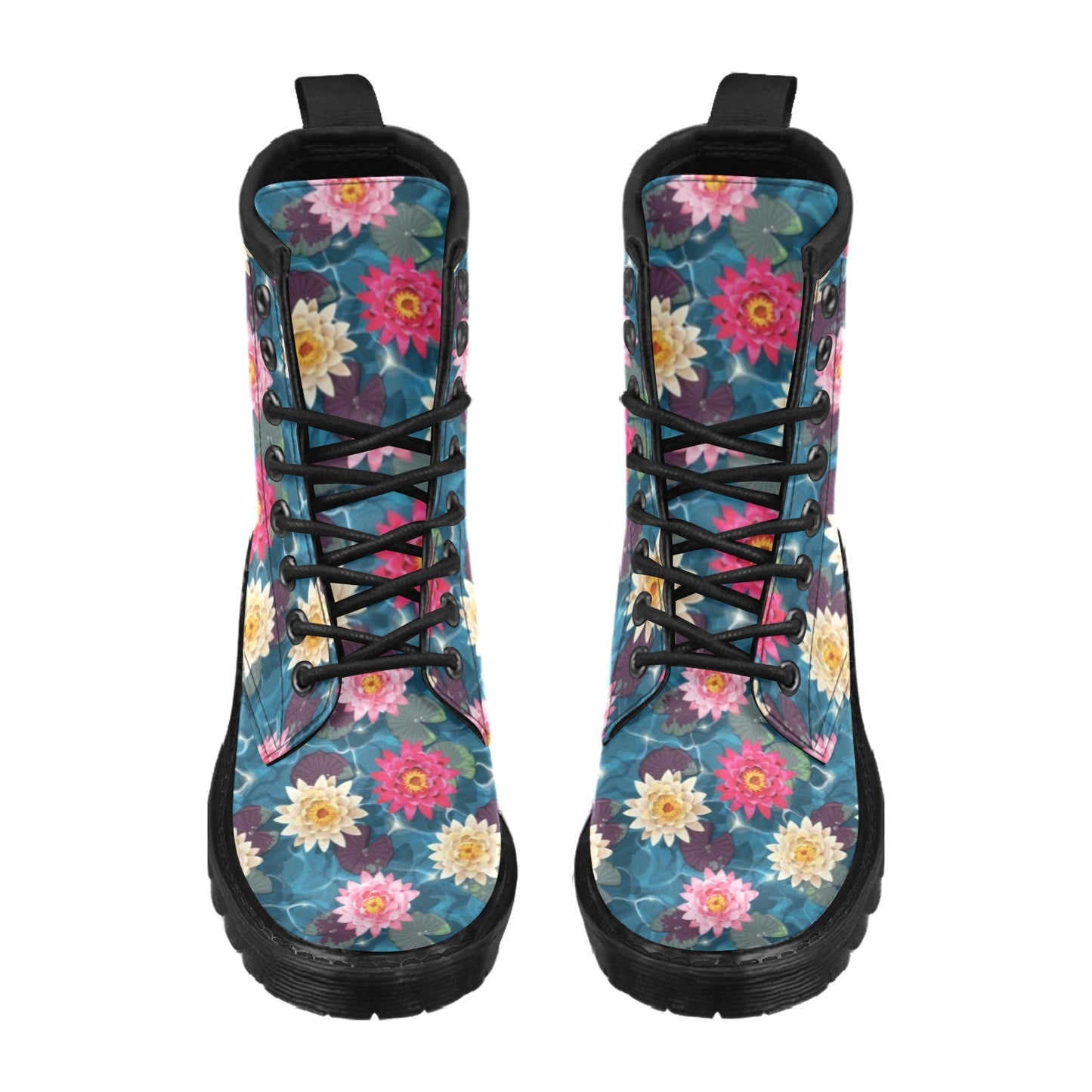 Water Lily Pattern Print Design WL05 Women's Boots