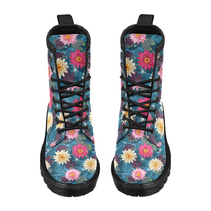 Water Lily Pattern Print Design WL05 Women's Boots