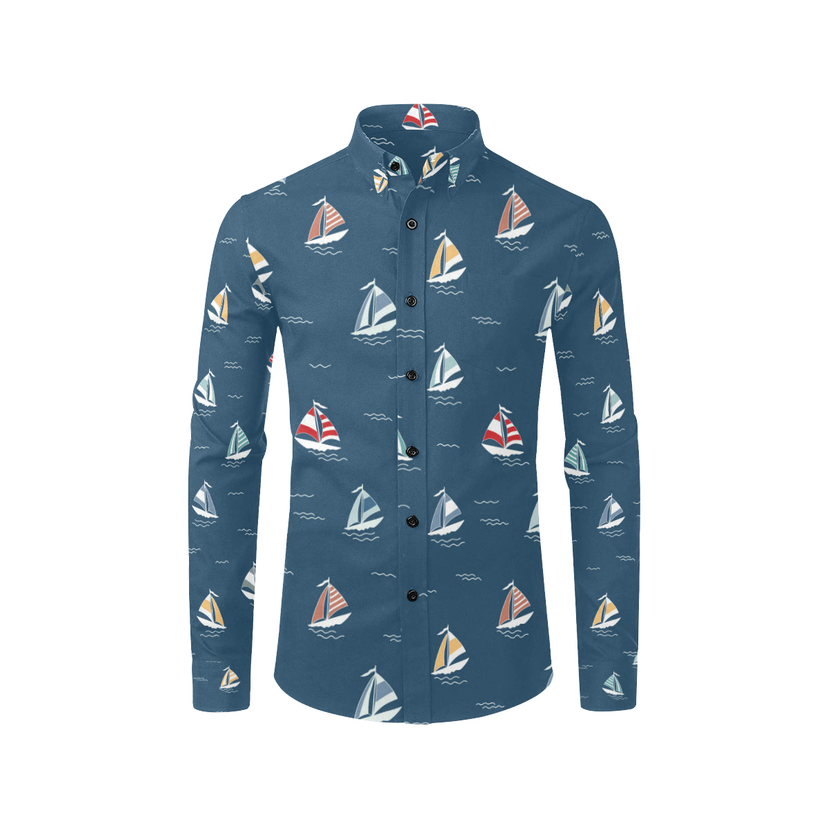 Sailing Ships Pattern Print Design A02 Men's Long Sleeve Shirt