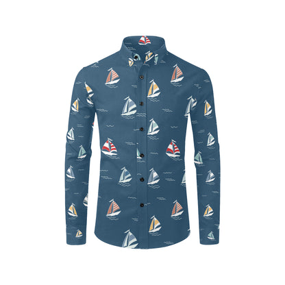 Sailing Ships Pattern Print Design A02 Men's Long Sleeve Shirt