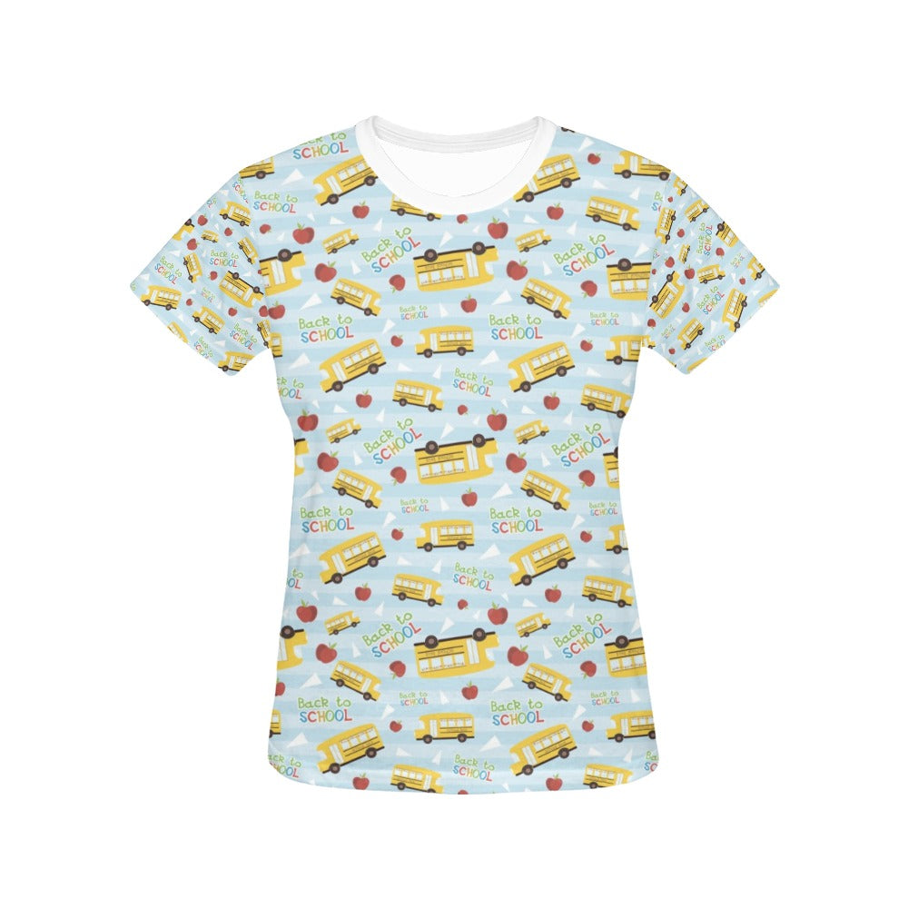 School Bus Back To School Print Design LKS303 Women's  T-shirt