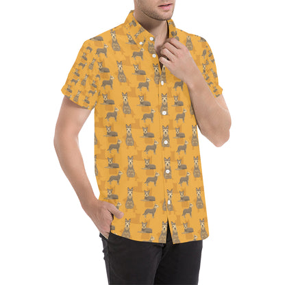 Berger Picard Pattern Print Design 01 Men's Short Sleeve Button Up Shirt