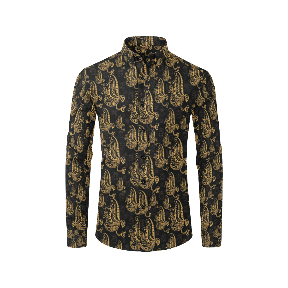 Owl Tribal Polynesian Design Print Men's Long Sleeve Shirt
