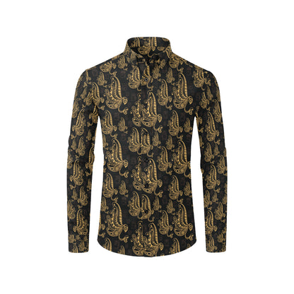 Owl Tribal Polynesian Design Print Men's Long Sleeve Shirt