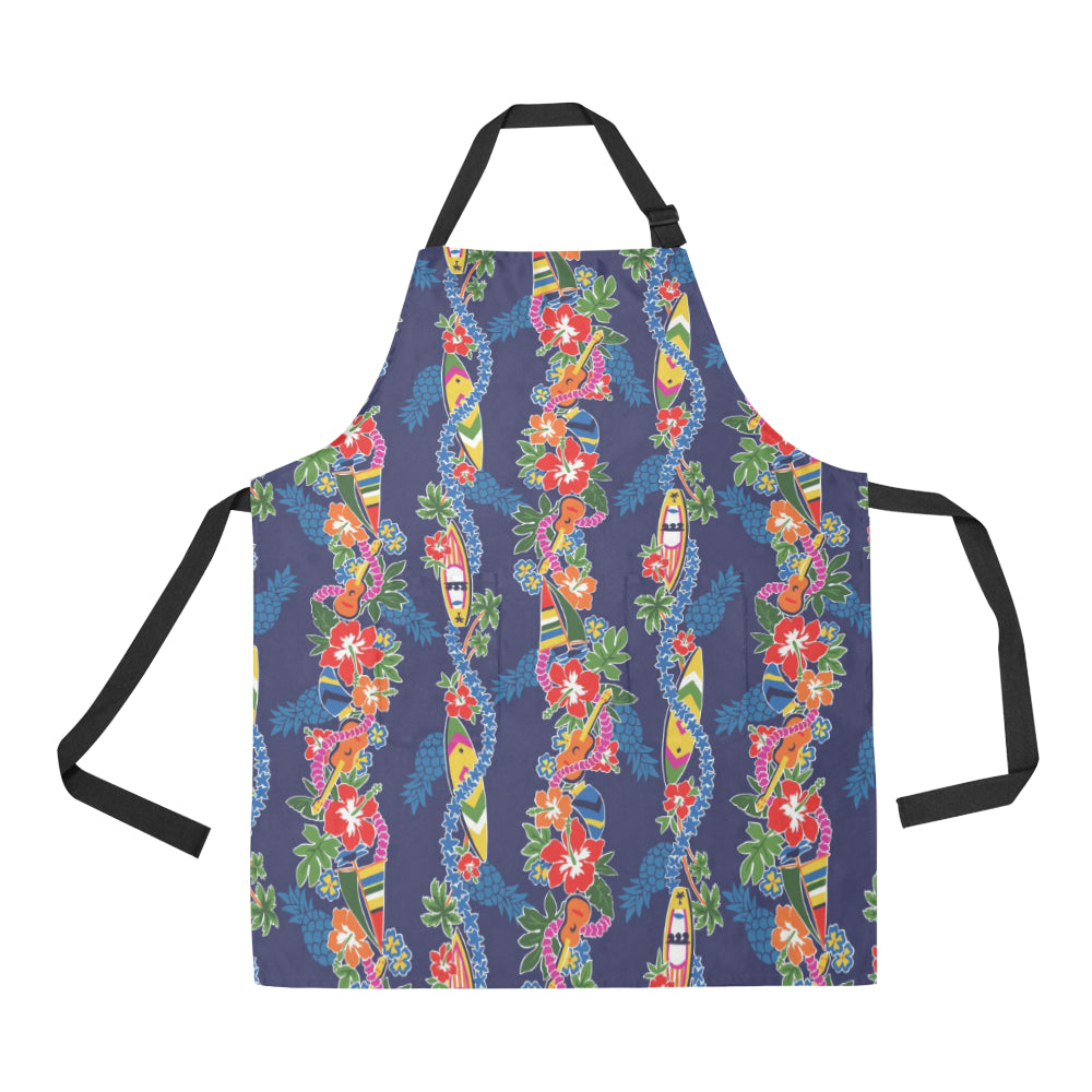 Hawaiian Themed Pattern Print Design H04 Apron with Pocket
