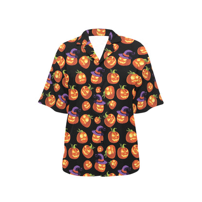 Witch Pumpkin Halloween Print LKS302 Women's Hawaiian Shirt