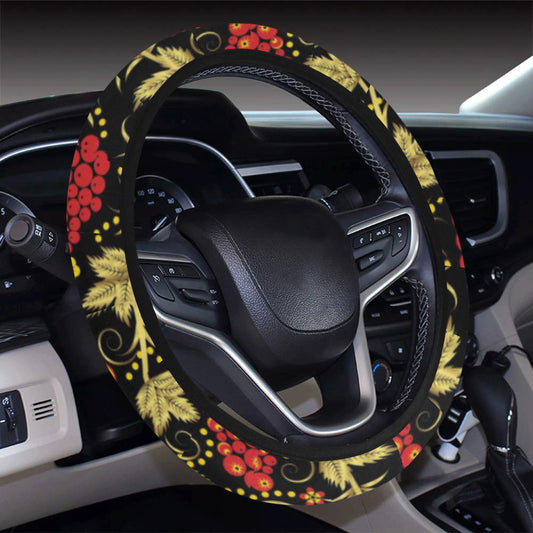 Cranberry Pattern Print Design CB02 Steering Wheel Cover with Elastic Edge
