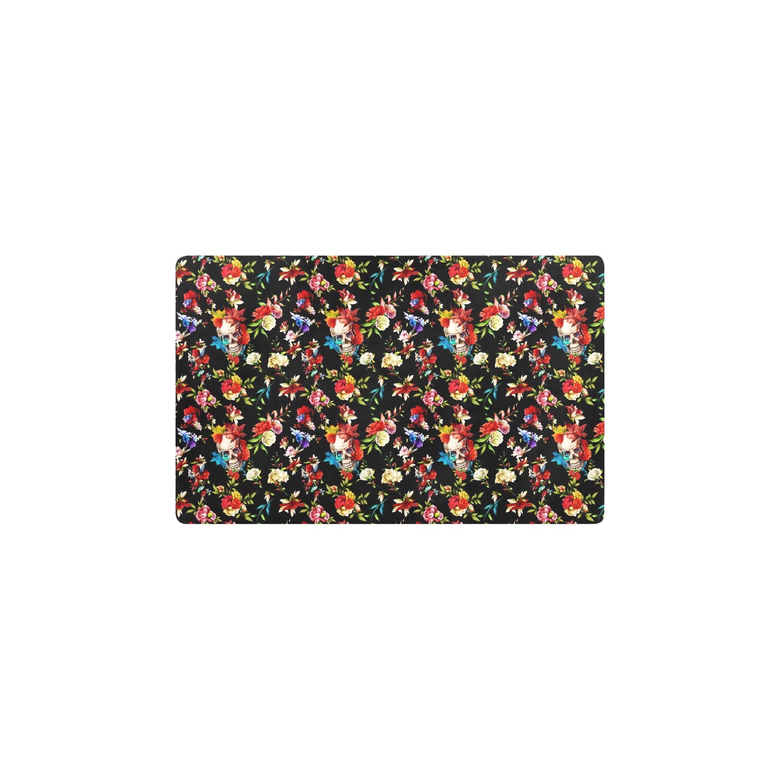 Skull Roses Flower Design Themed Print Kitchen Mat