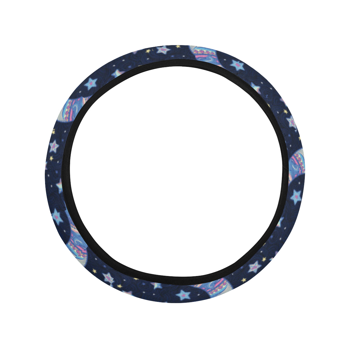 Celestial Moon Pattern Print Design 03 Steering Wheel Cover with Elastic Edge