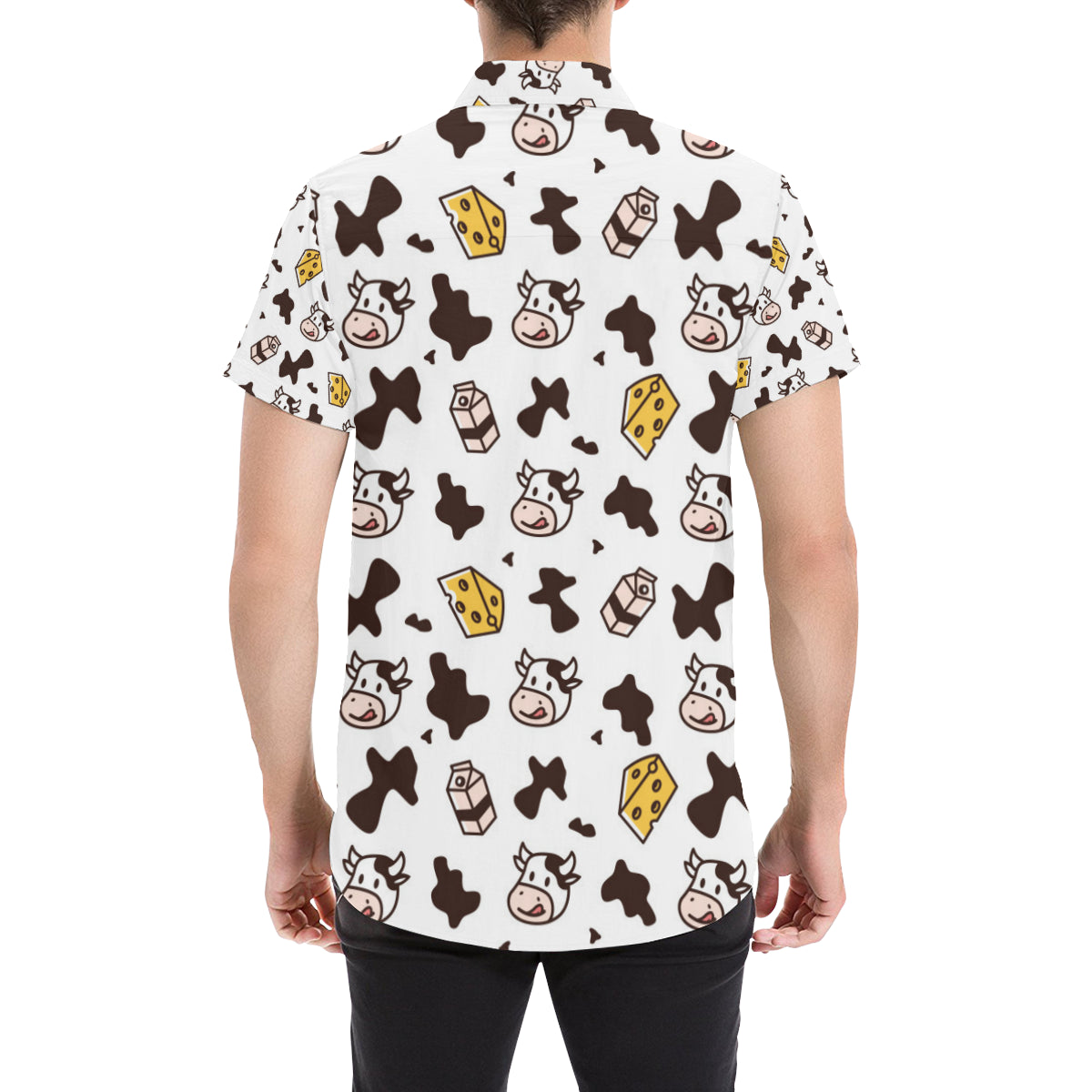 Cow Pattern Print Design 06 Men's Short Sleeve Button Up Shirt