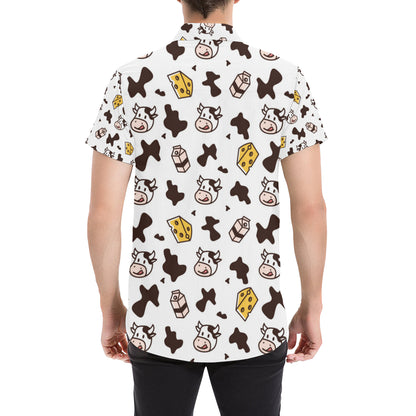 Cow Pattern Print Design 06 Men's Short Sleeve Button Up Shirt