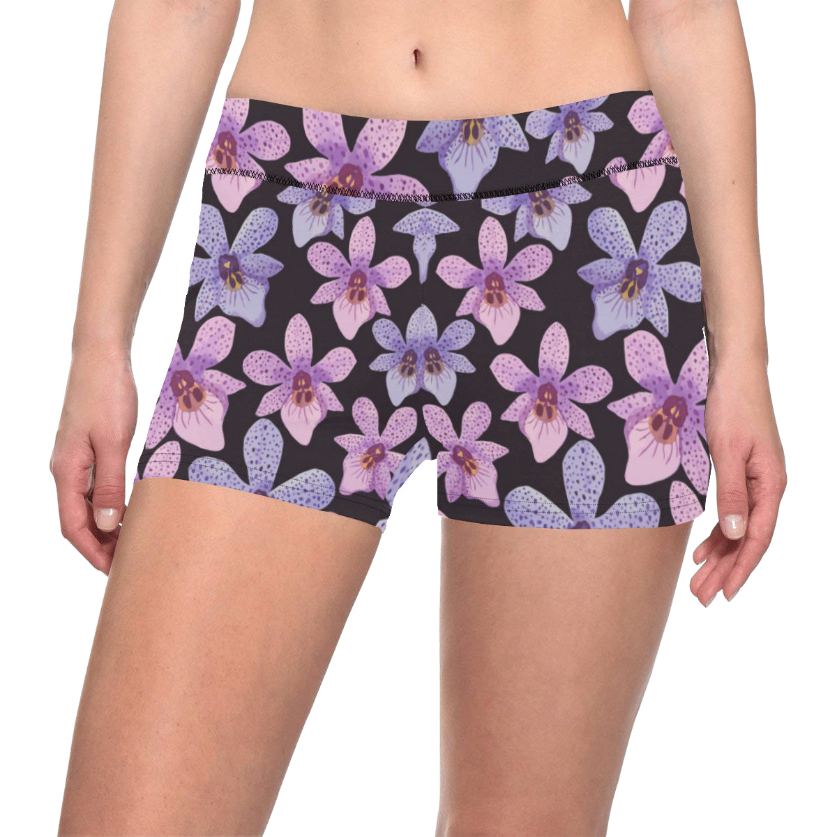 Orchid Pattern Print Design OR08 Yoga Shorts