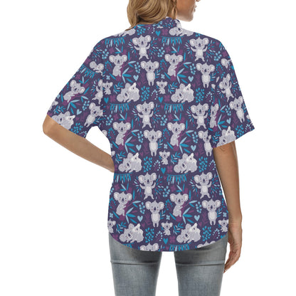Koala Cute Themed Design Print Women's Hawaiian Shirt