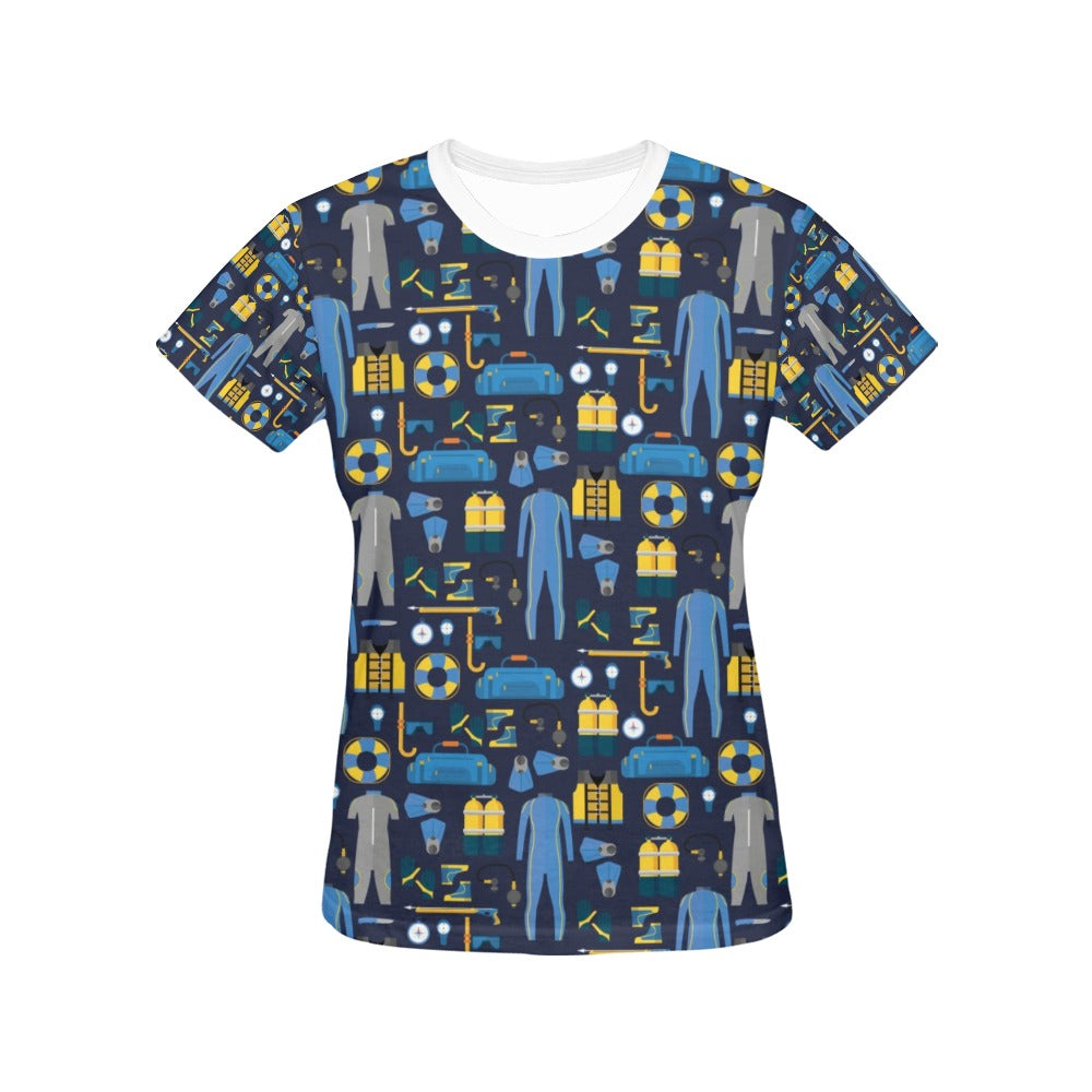 Scuba Equipment Print Design LKS305 Women's  T-shirt