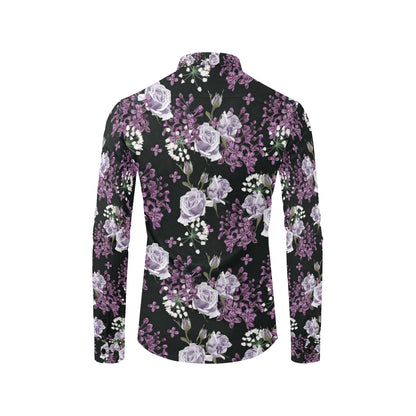 Lilac Pattern Print Design LI04 Men's Long Sleeve Shirt