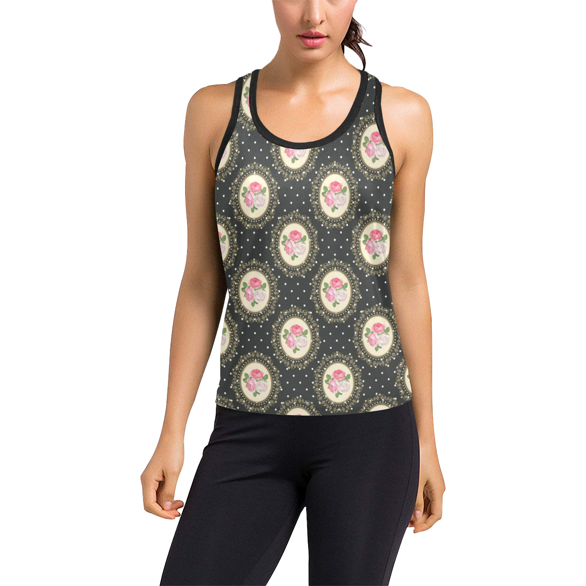 Rose Pattern Print Design RO015 Women's Racerback Tank Top