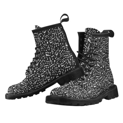 Music Note Black white Themed Print Women's Boots