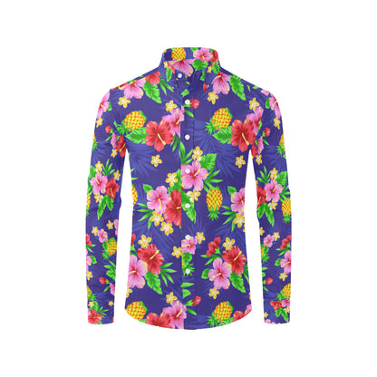 Hawaiian Themed Pattern Print Design H05 Men's Long Sleeve Shirt