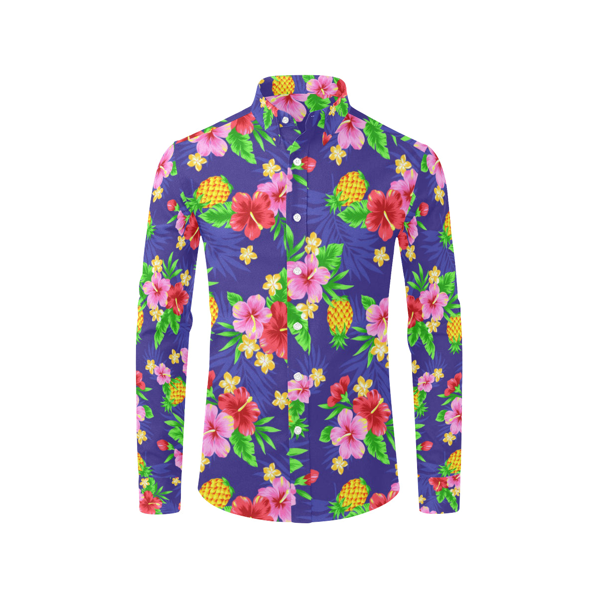 Hawaiian Themed Pattern Print Design H05 Men's Long Sleeve Shirt
