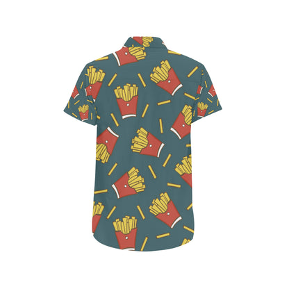 French Fried Pattern Print Design 04 Men's Short Sleeve Button Up Shirt