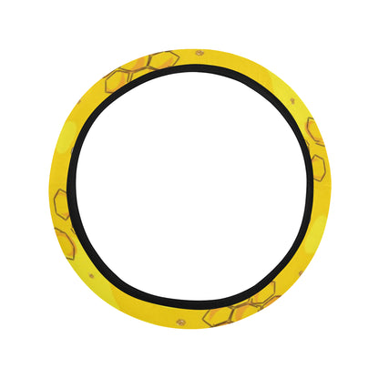 Bee Pattern Print Design BEE01 Steering Wheel Cover with Elastic Edge