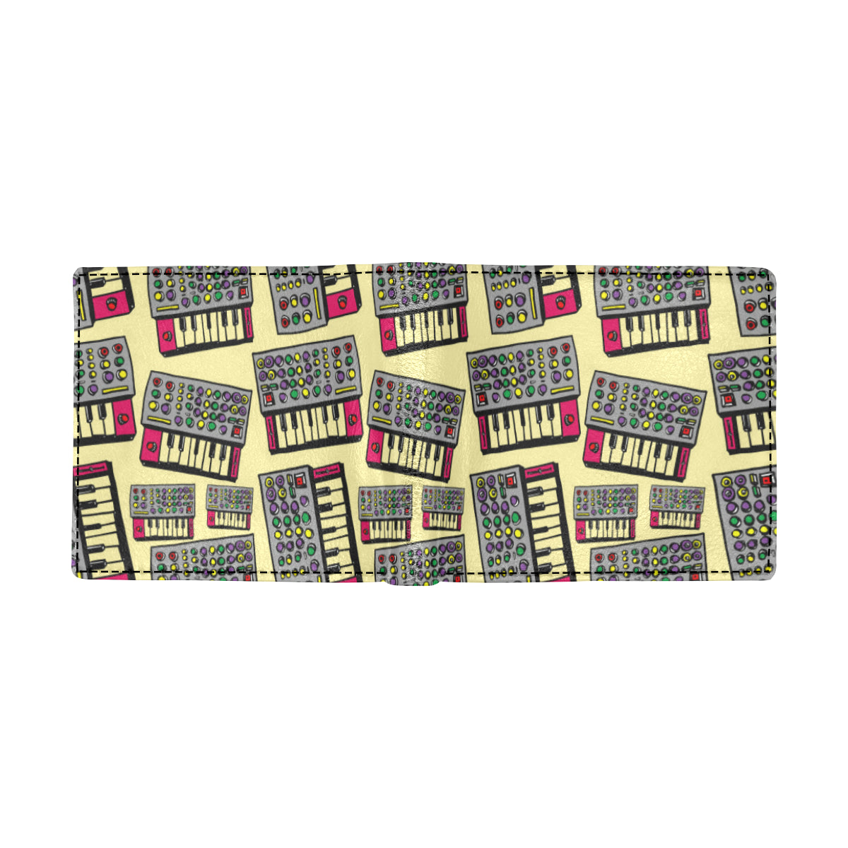 Synthesizer Pattern Print Design 01 Men's ID Card Wallet