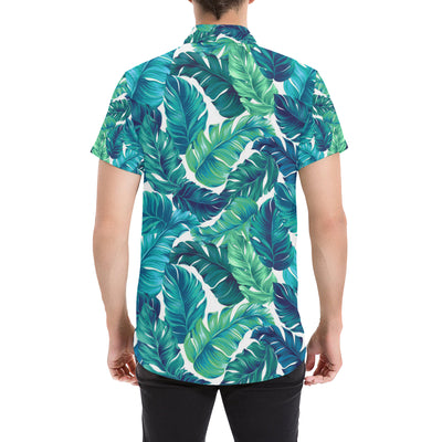 Brightness Tropical Palm Leaves Men's Short Sleeve Button Up Shirt