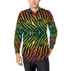 Rainbow Zebra Themed Print Men's Long Sleeve Shirt
