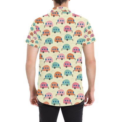 Camper Pattern Print Design 06 Men's Short Sleeve Button Up Shirt