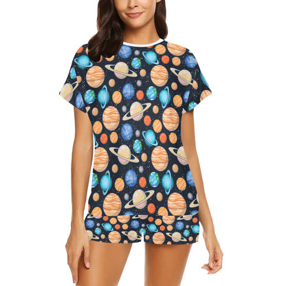 Planet Colorful Print Design LKS301 Women's Short Pajama Set