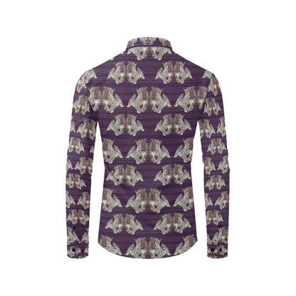 Leopard Pattern Print Design 01 Men's Long Sleeve Shirt