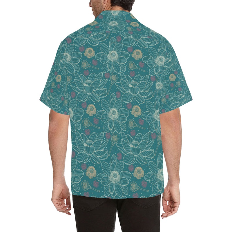 Lotus Pattern Print Design 01 Men's Hawaiian Shirt