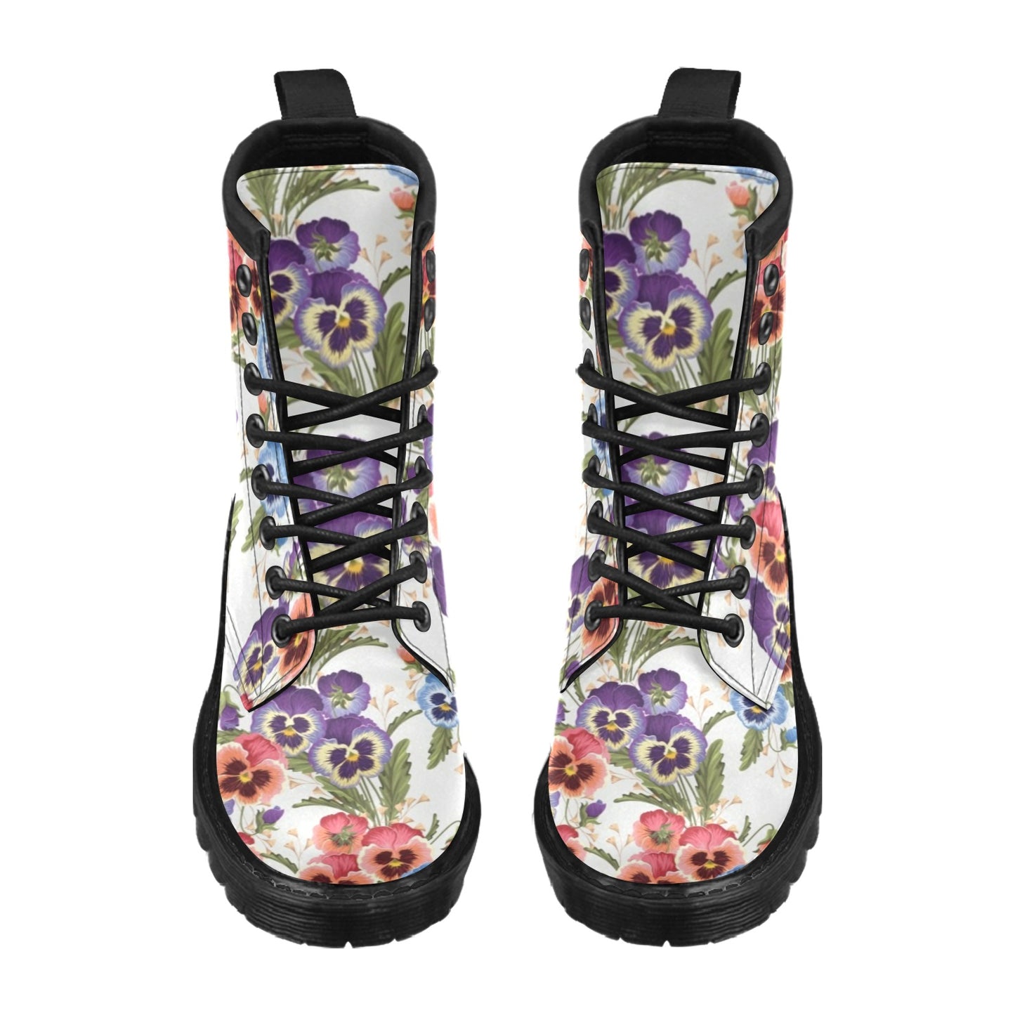 Pansy Pattern Print Design PS06 Women's Boots