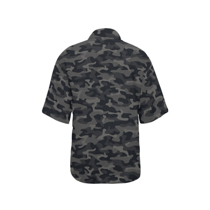 Camo Black Pattern Print Design 02 Women's Hawaiian Shirt