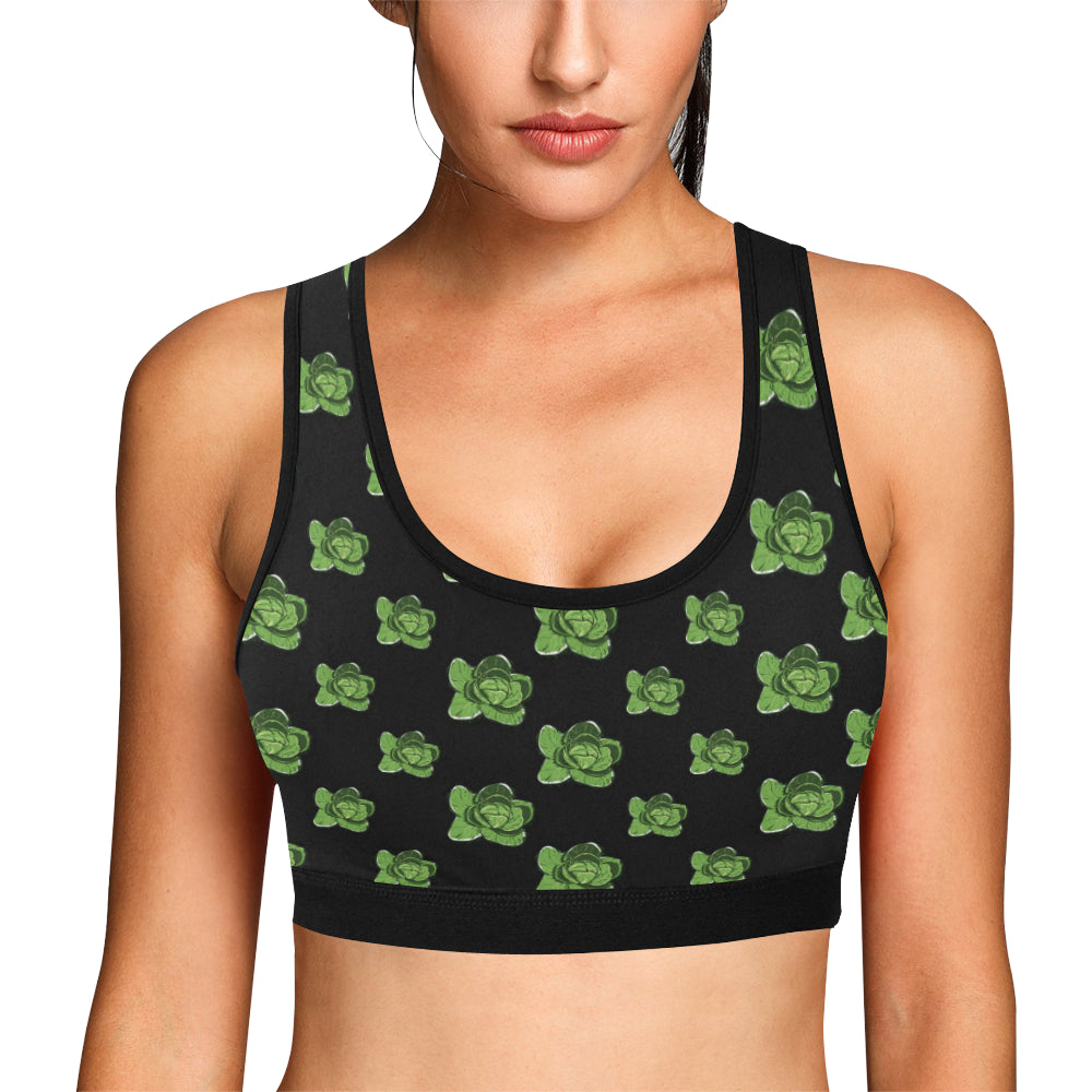 Cabbage Pattern Print Design 03 Sports Bra