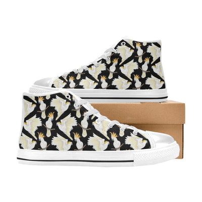 Cockatoo Print Design LKS402 High Top Women's White Shoes