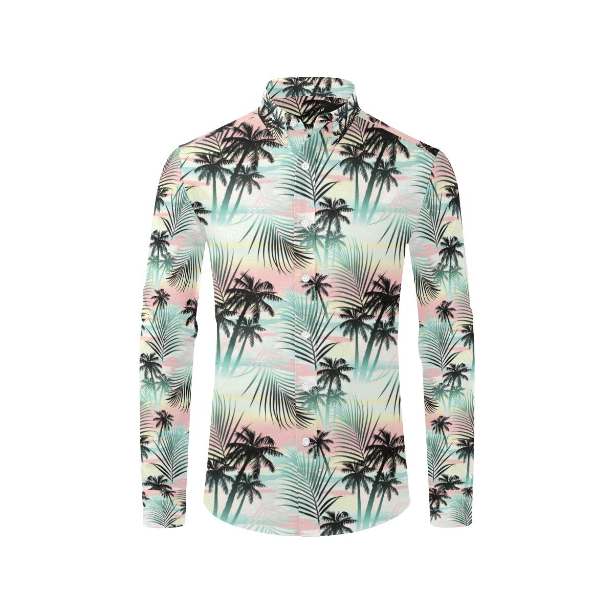 Palm Tree Pattern Print Design A03 Men's Long Sleeve Shirt
