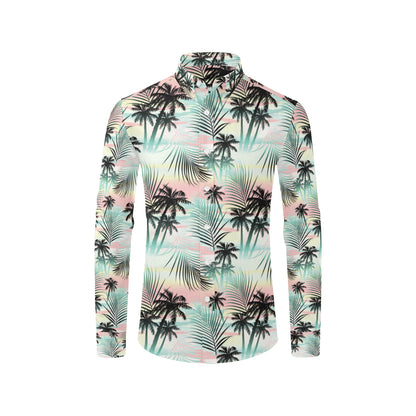 Palm Tree Pattern Print Design A03 Men's Long Sleeve Shirt