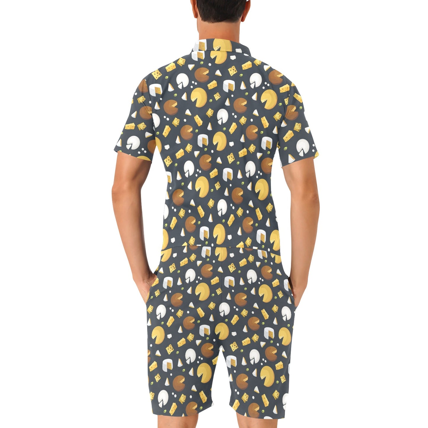 Cheese Pattern Print Design 03 Men's Romper