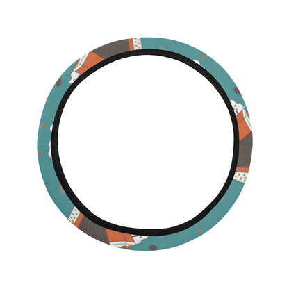 Accordion Pattern Print Design 02 Steering Wheel Cover with Elastic Edge
