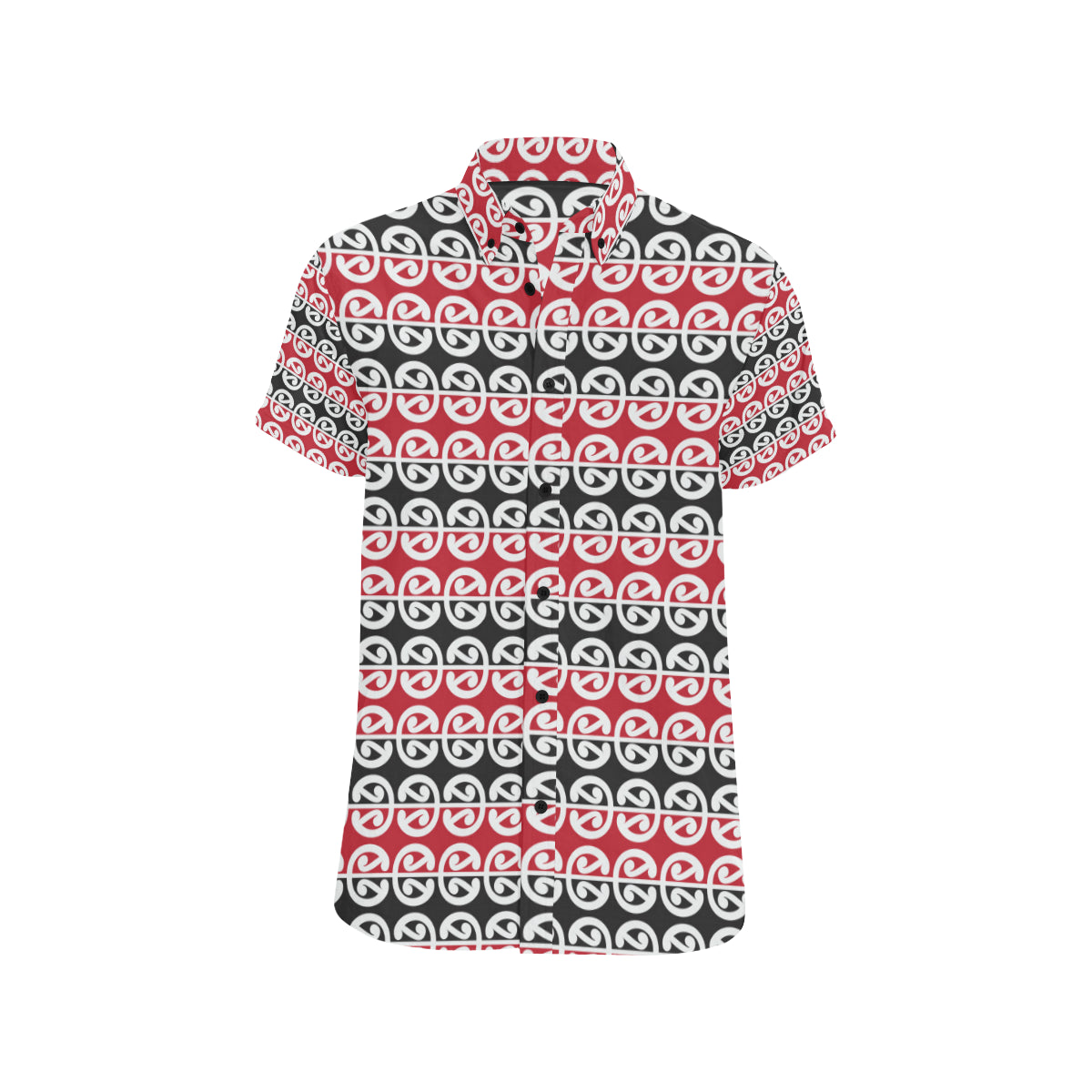 Maori Classic Themed Design Print Men's Short Sleeve Button Up Shirt