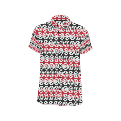 Maori Classic Themed Design Print Men's Short Sleeve Button Up Shirt