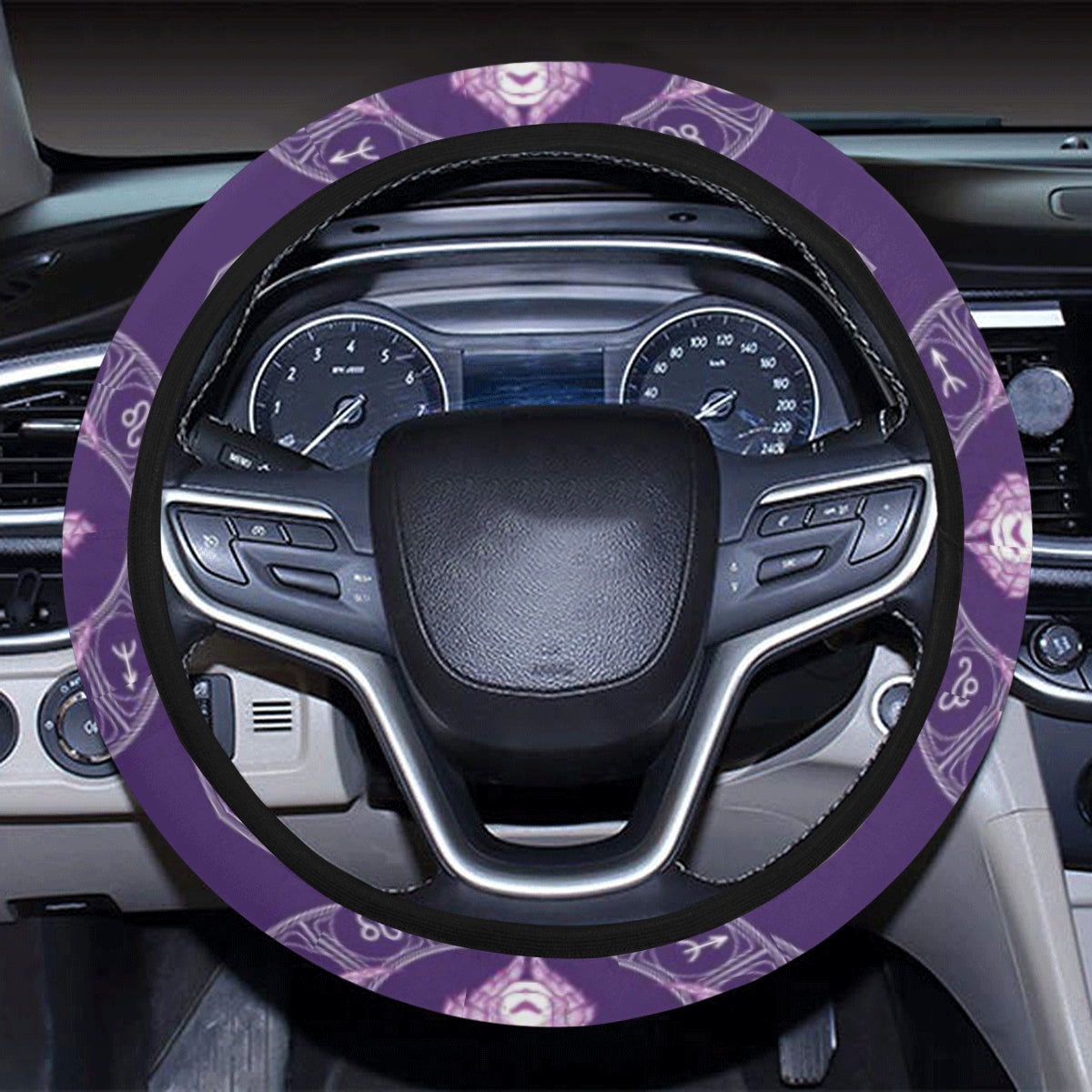 Aries Zodiac Pattern Print Design 02 Steering Wheel Cover with Elastic Edge