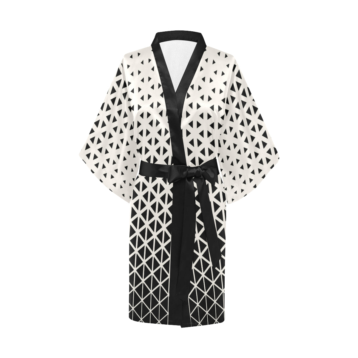 Geometric Black White Pattern Print Design 03 Women's Short Kimono