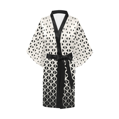 Geometric Black White Pattern Print Design 03 Women's Short Kimono