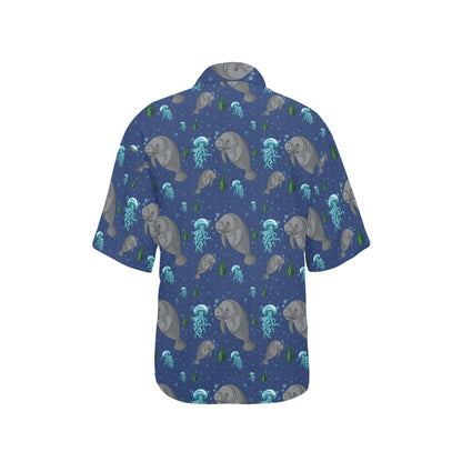 Manatee Pattern Print Design 01 Women's Hawaiian Shirt